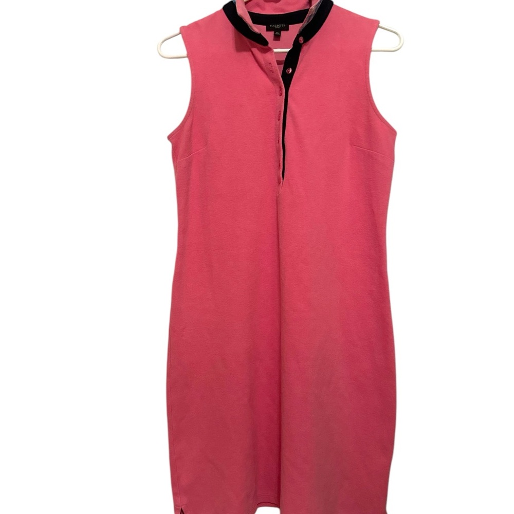 Talbots EUC Sleeveless Pink Dress with plaid collar
